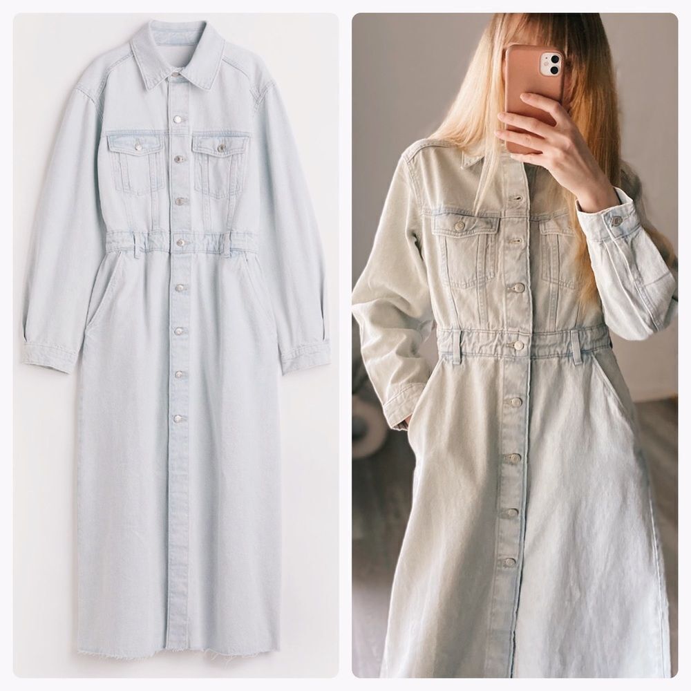 H&M Denim Dress Light Blue New - Picture 2 of 4